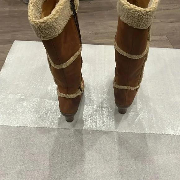 [39/8-8.5]The  Art Company Genuine Mustard Leather MidCalf Wool Heeled Boots - Picture 9 of 14